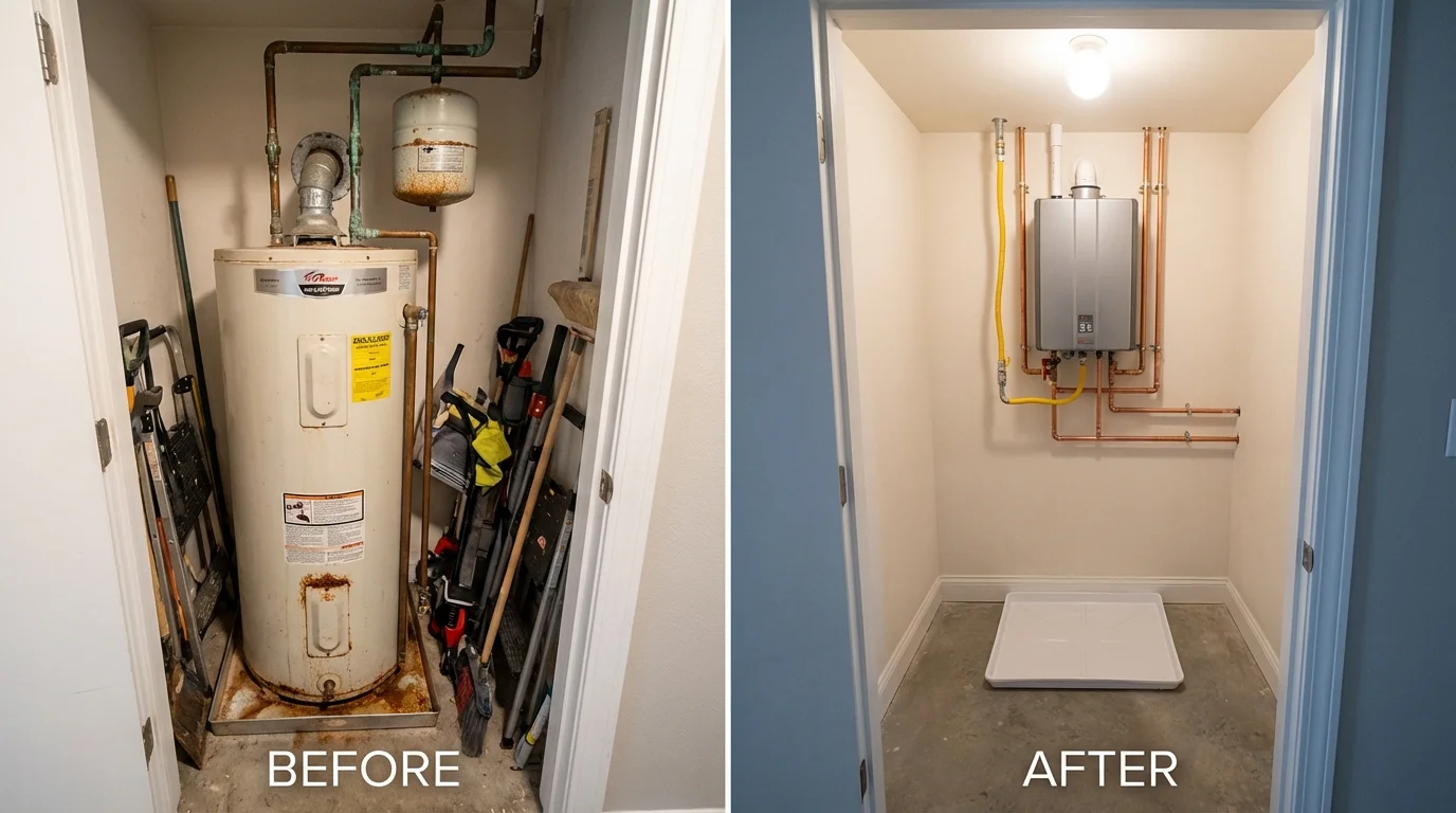 Tank water heater versus wall-mounted tankless unit comparison for Franklin, IN homeowners